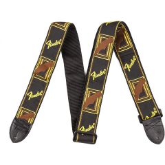 Fender 2" Monogrammed Strap, Black/Yellow/Brown