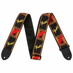 Fender 2" Monogrammed Strap, Black/Yellow/Red